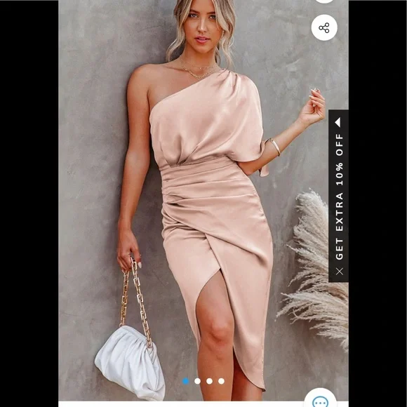 Cupshe Dresses Cupshe Blush One Shoulder Dress Poshmark